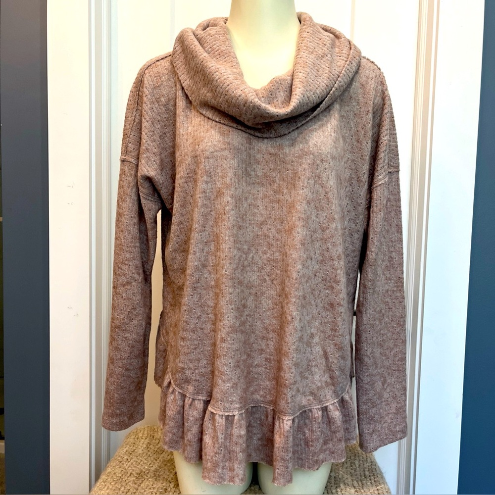 Maeve Anthropologie Women Addie Cowl Neck Sweater Oatmeal Brown Sz Medium NWT
